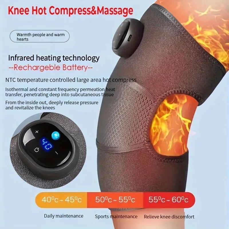 Almofada De Massagem Do Joelho De Aquecimento E Vibração, Ferramenta De Massagem Conjunta, Botão Inteligente, Multi Engrenagem Ajustável, Display LED