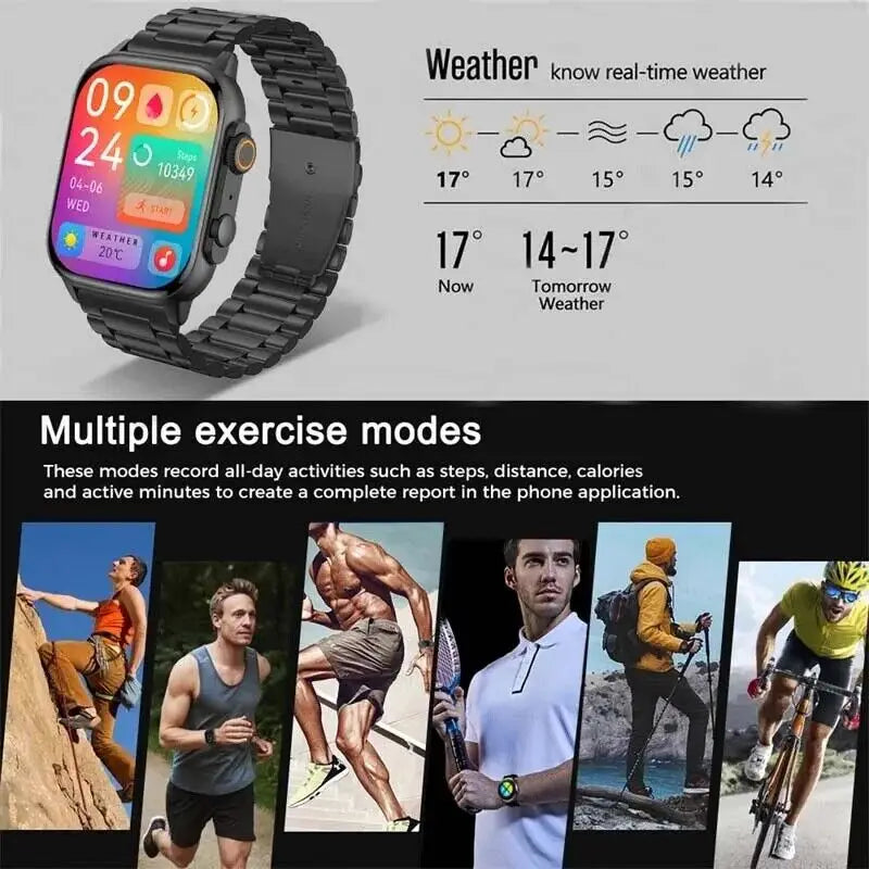 Smartwatch Hk9 Pro MAX para homens e mulheres, tela HD AMOLED, freqüência cardíaca, pressão arterial, NFC, chamada Bluetooth, GPS, esporte, 9