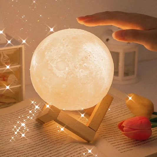 Portátil 3D Moon Lamp, Galaxy, Starry, LED Night Light, Romântico, Iluminação Decorativa, Kids Room Decor, Cabeceira Table Lamps