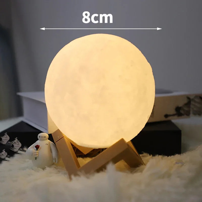 Portátil 3D Moon Lamp, Galaxy, Starry, LED Night Light, Romântico, Iluminação Decorativa, Kids Room Decor, Cabeceira Table Lamps