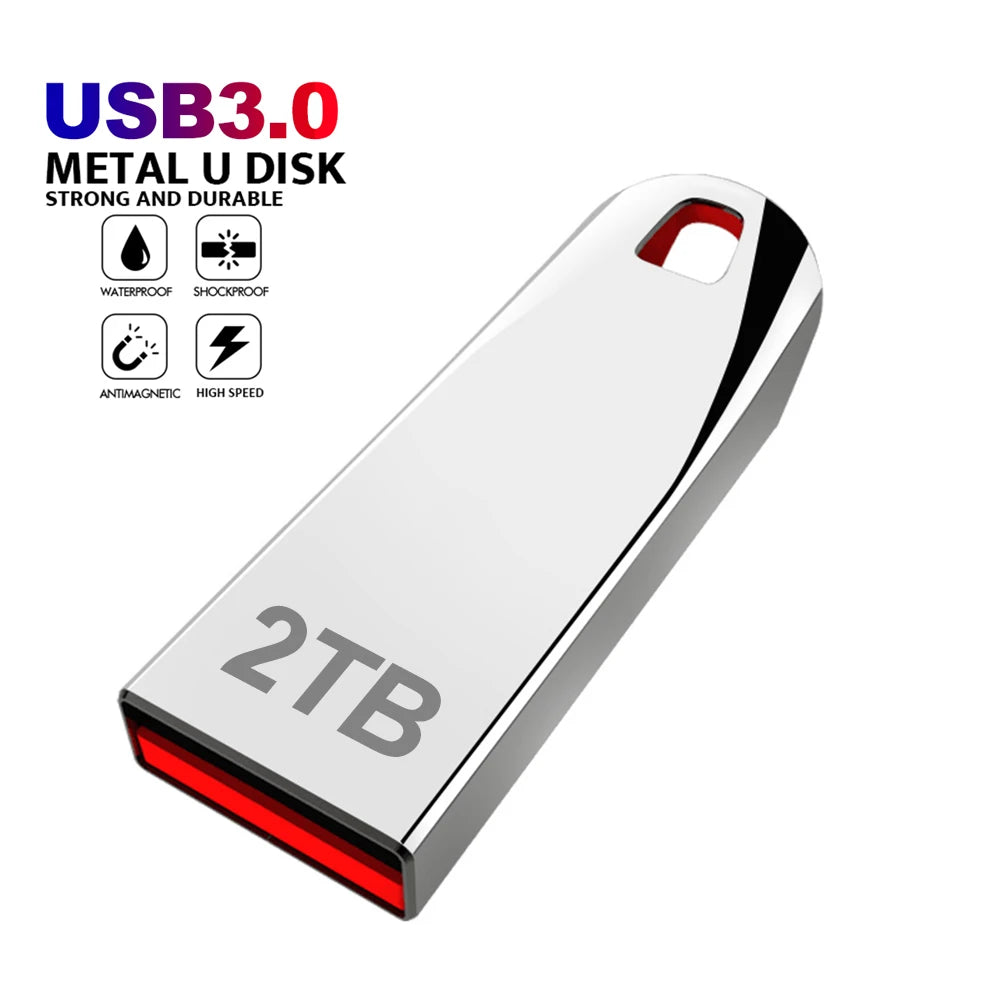 Metal USB 3.0 Pen Drive, Flash Drives, Pendrive de alta velocidade, SSD portátil, Memória USB Flash Disk, Frete Grátis, 1TB, 2TB, 512GB