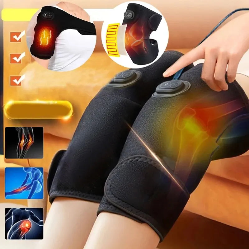 USB Electric Heating Kneepads Shoulder Massage Heated Knee Brace Straps Adjustable Extension Pads For Knee Arm Neck