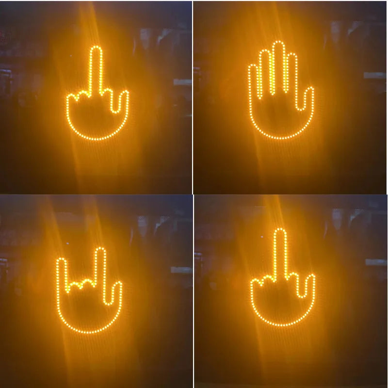 Funny Car Finger Light with Remote, Road Rage Signs Middle Finger Gesture Light，Auto Amber Middle Finger Warning Brake Light