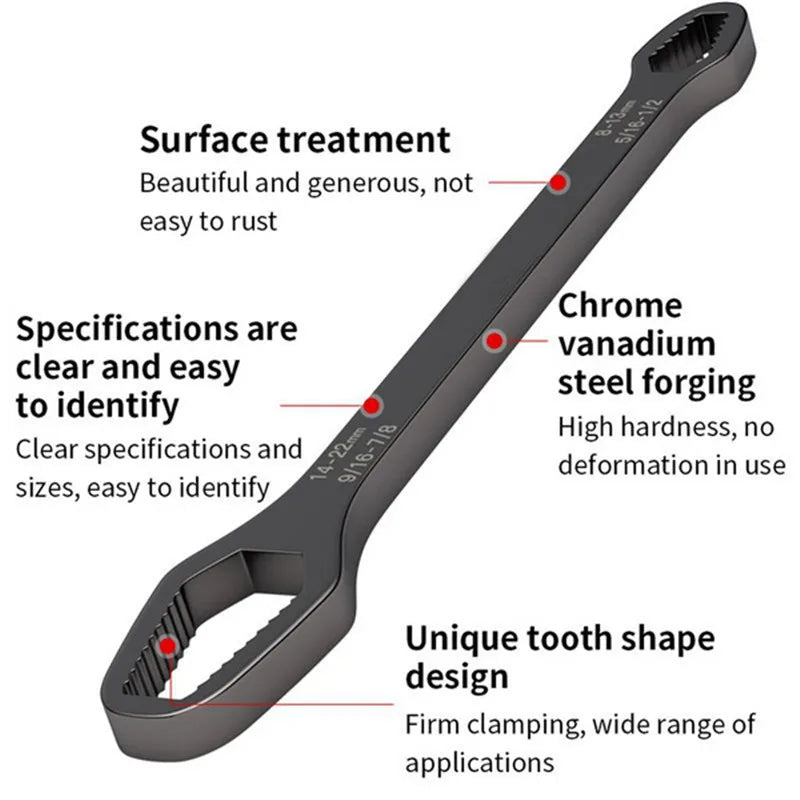 Chave multifuncional 8-22mm universal torx chave auto-aperto ajustável dupla-cabeça torx ferramentas de mão para fábrica